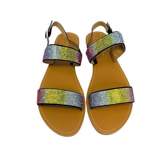 Shoe Republic LA Women Rhinestone Slide Sandals - Picture 2 of 12